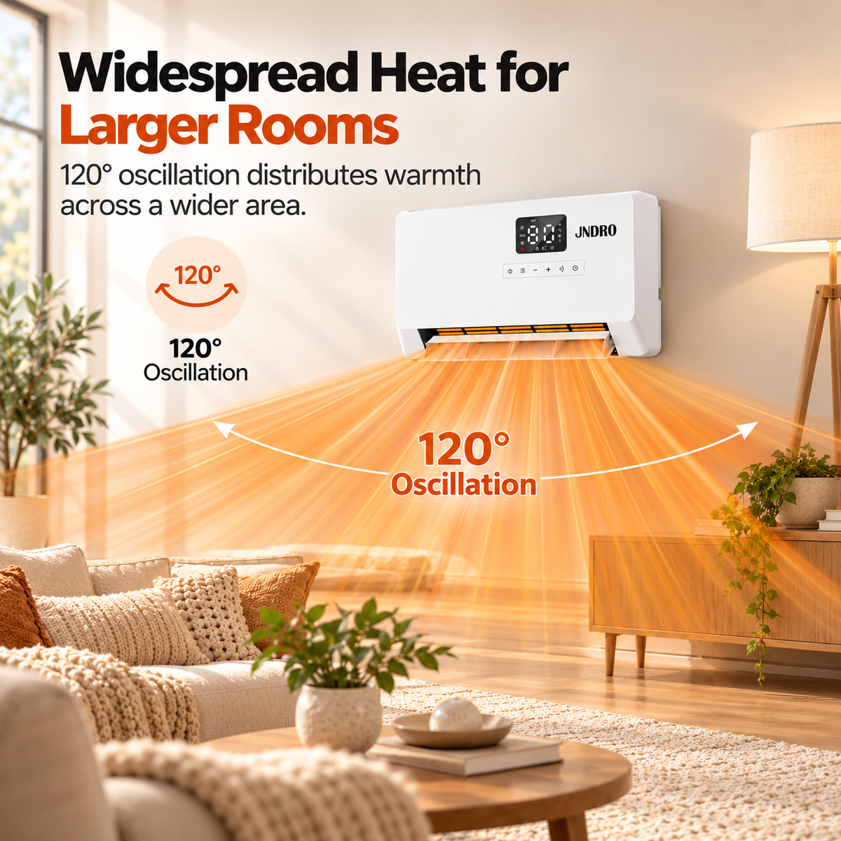 Smart Wall Heater, 1500W Fast Heating Electric Space Heater for Indoor Use