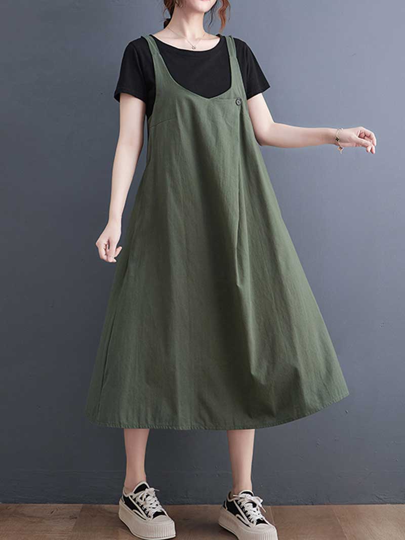 Brewathable Cotton Salopette Dress - Everyday Casual Style | Eva Trends