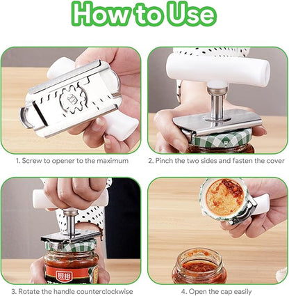 Stainless Steel Jar Openers for Easy Opening - Effortless Opening for Mason Jars & Pasta Sauce Cans