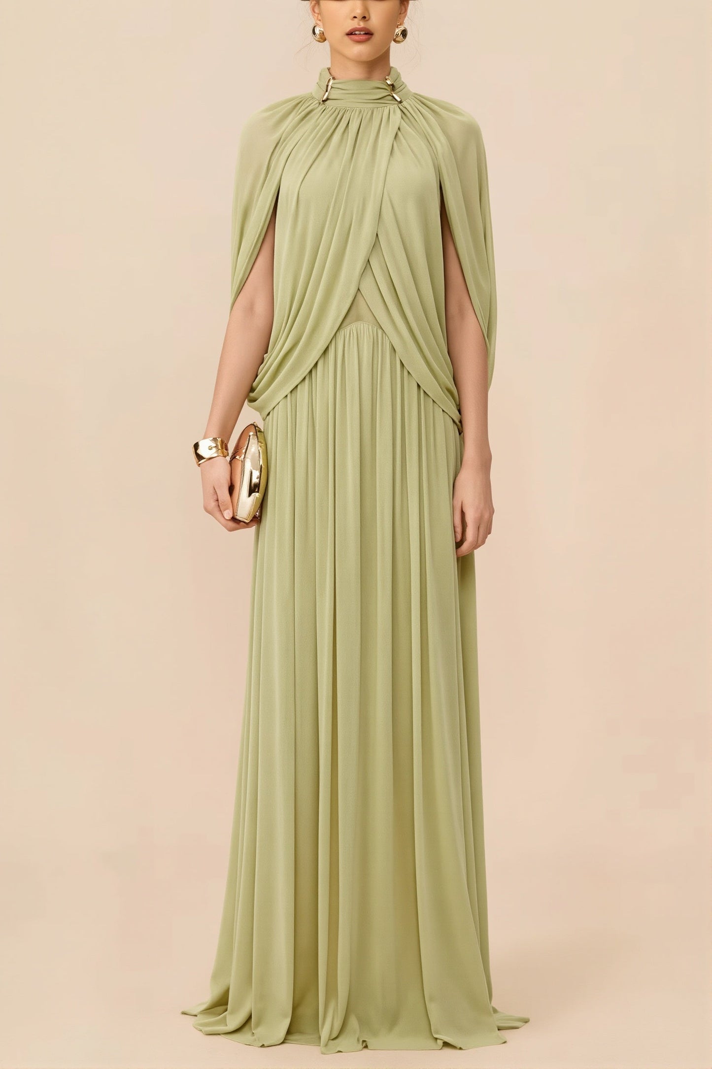 Elegant Cross Ruffle Maxi Dress