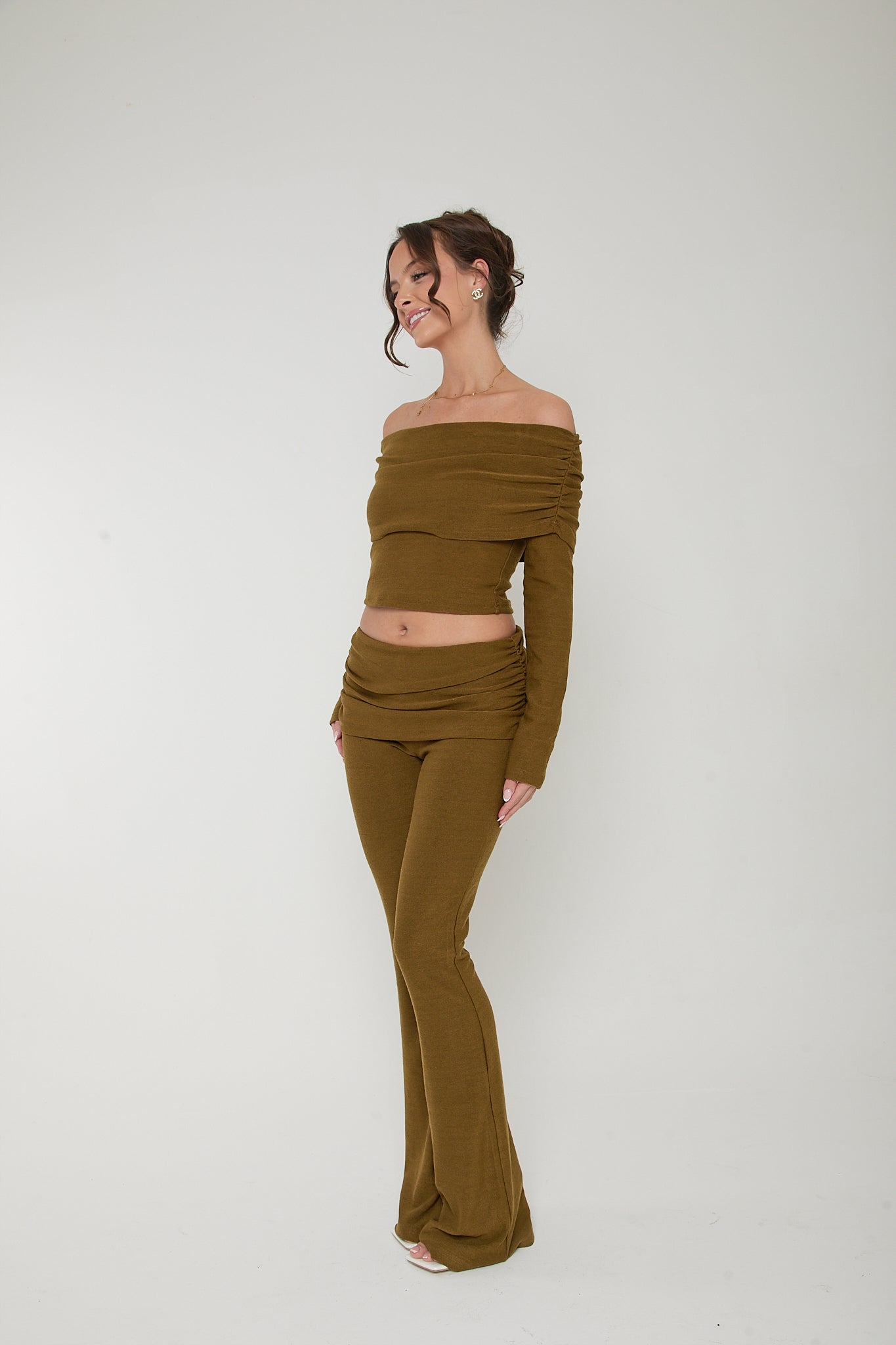 Myla Wide Leg Trousers | Olive