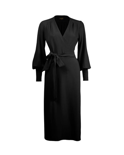 1970s Ossie Wrap Dress - Black