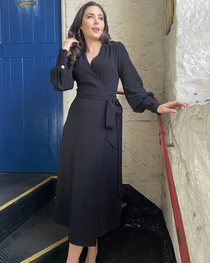 1970s Ossie Wrap Dress - Black