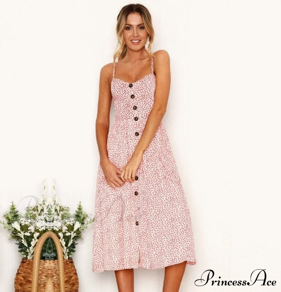 Polka Dot Striped Backless Midi Dress