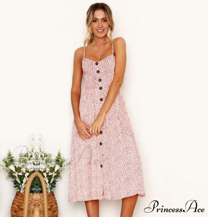 Polka Dot Striped Backless Midi Dress