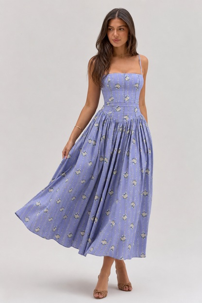 Chic Floral Print Cami Slip Maxi Dress