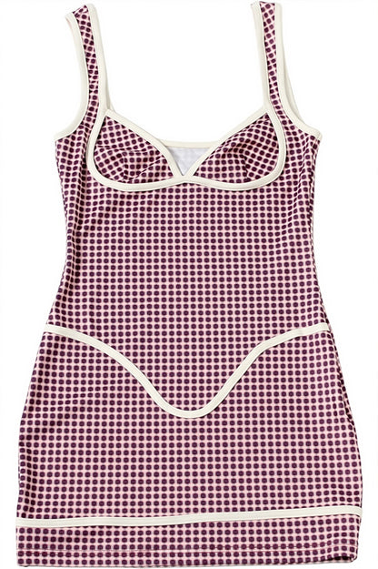 Plaid Patchwork Contrast Cami Mini Dress