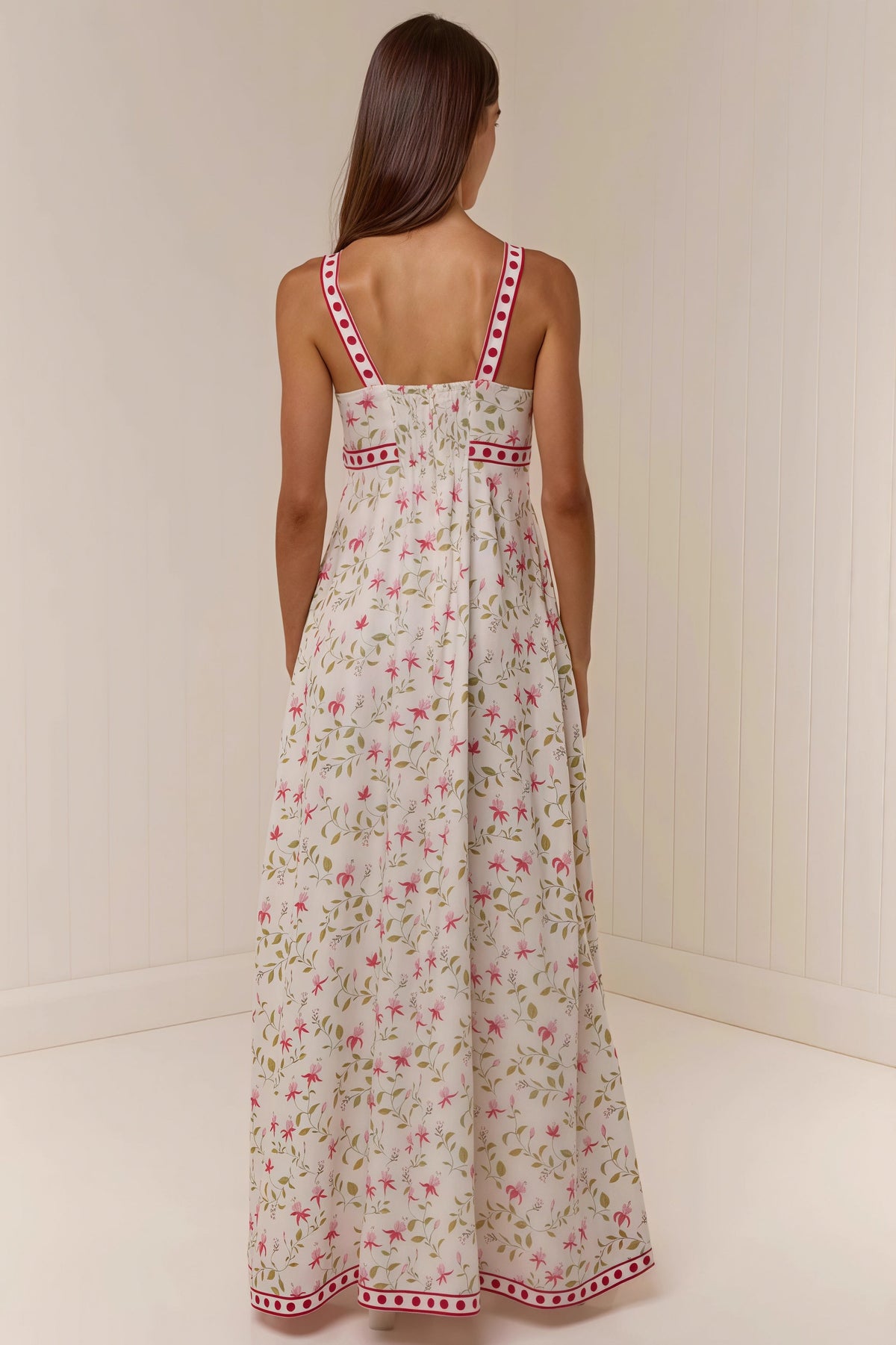 Casual Linen Print Spaghetti Strap Summer Maxi Dress