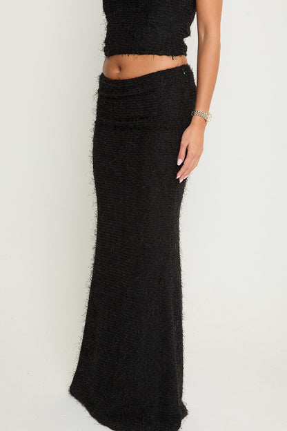 Claudia Fluffy Maxi Skirt | Black
