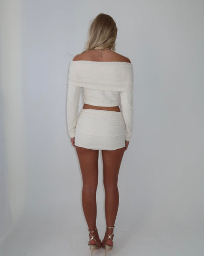 Mini Ruched Skirt | Cream