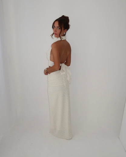 Ruched Waist Maxi Skirt | Cream