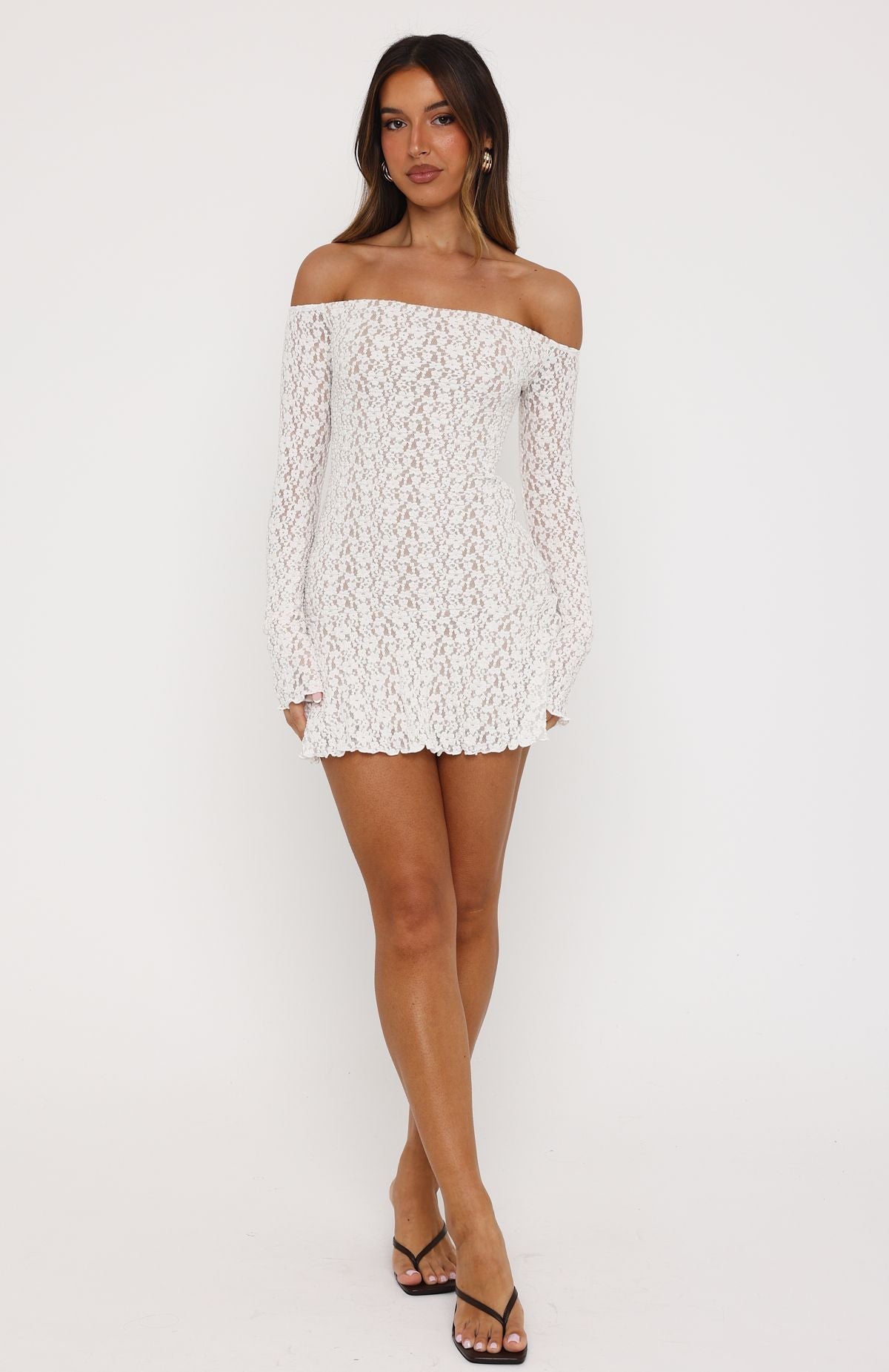 Almost Ours Off Shoulder Mini Dress White