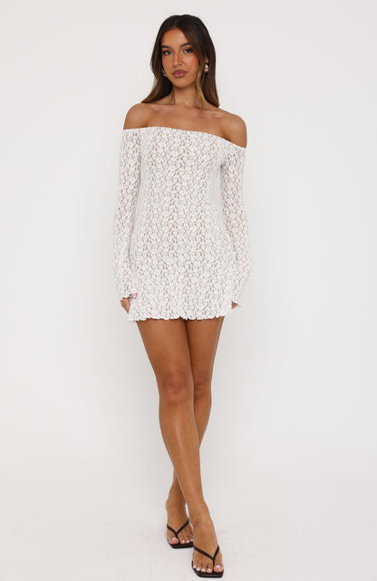 Almost Ours Off Shoulder Mini Dress White