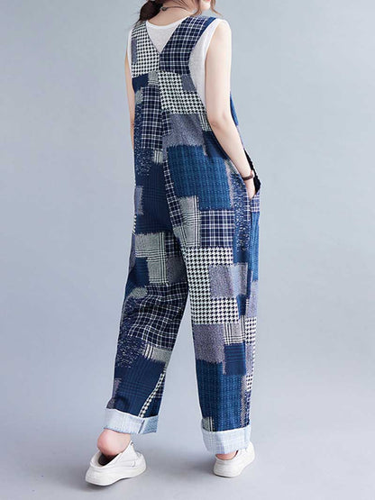 Patchwork Denim Overalls - Relaxed Fit & Stylish | Eva Trends