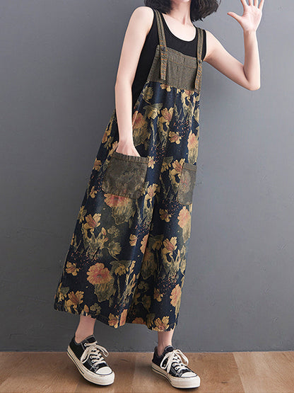Vintage Garden Denim Dungarees for Women