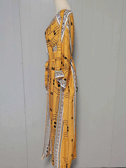Printed Different Colors Polyester Long Length Gown Kimono Duster Robe