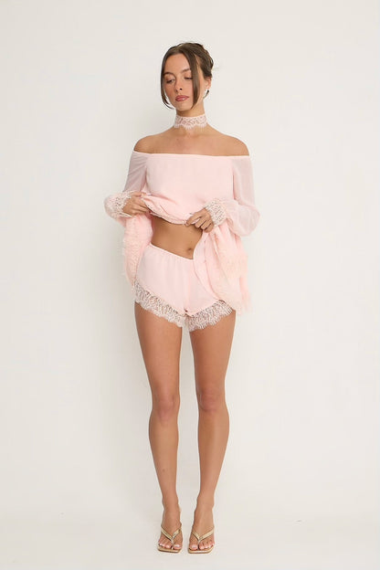 Bella Lace Top & Choker | Pink