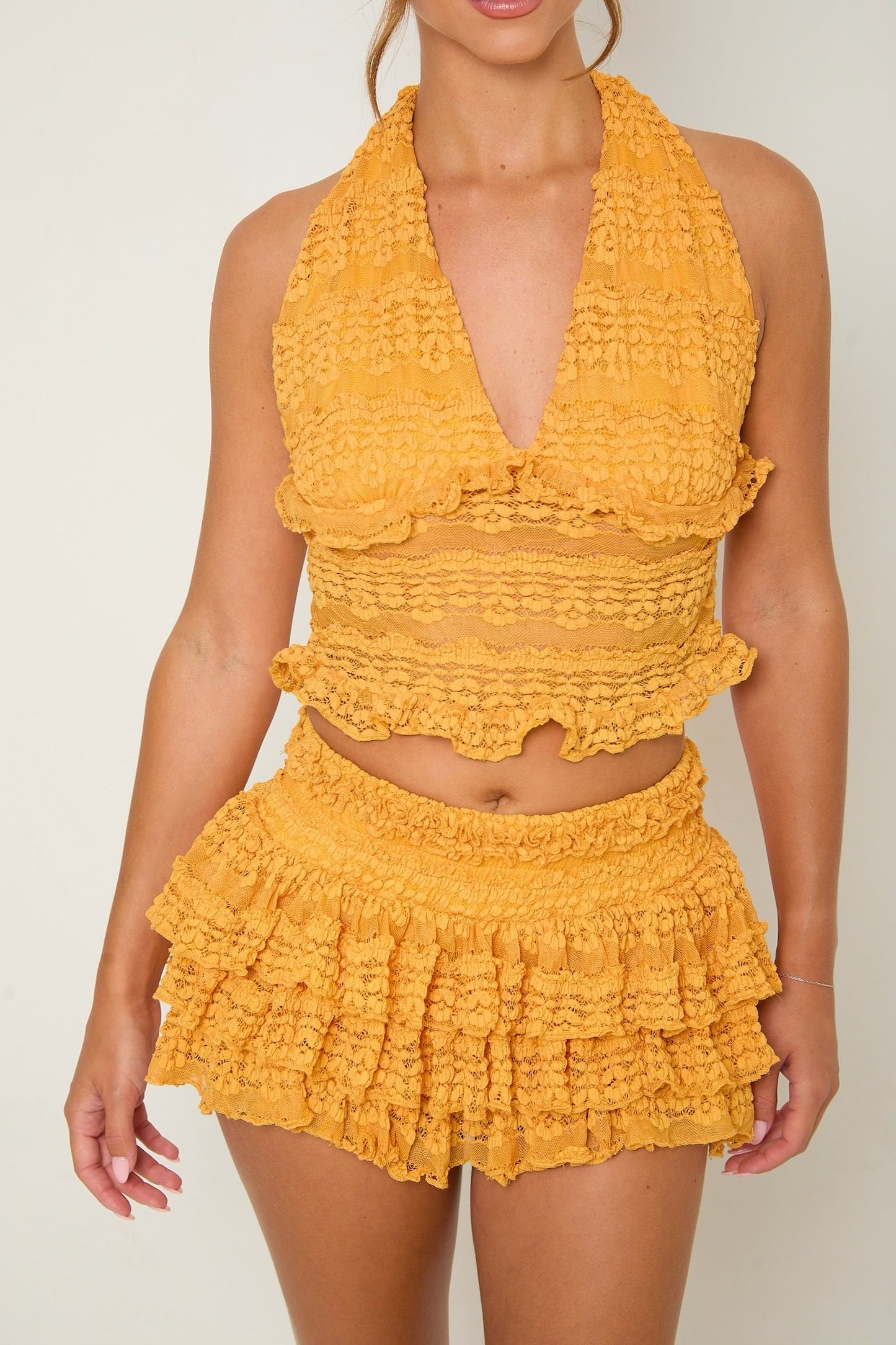 Tilly Lace Ruffle Co-Ord | Mango