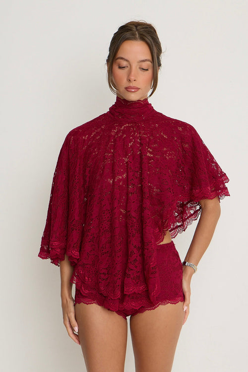 Carmen Lace Top | Burgundy