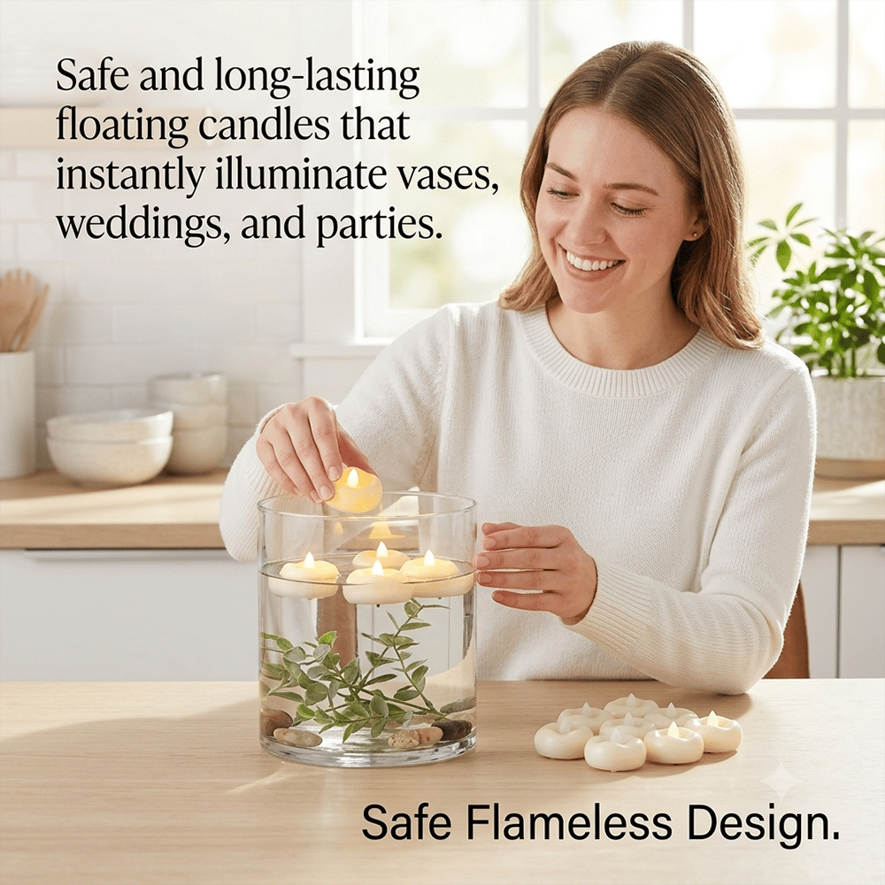 üïØÔ∏èWater-Activated Flameless Floating LED Candles ‚Äì Romantic Waterproof Glow for Any Occasion
