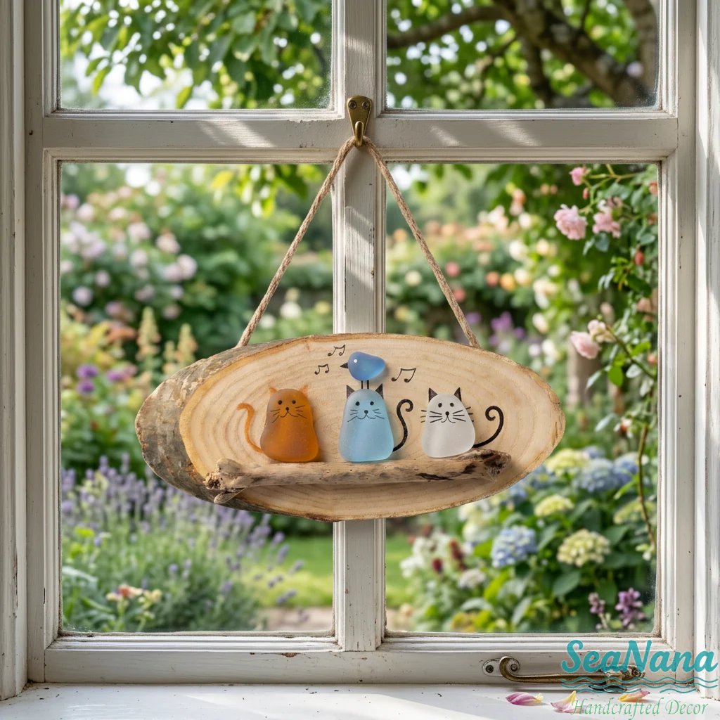 üòª Super Cute Sea Glass Cat Wall Hanging üíï‚ú®üêæ