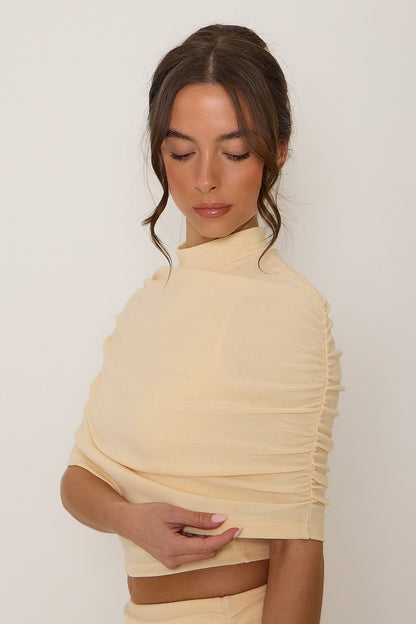 Lydia Ruched Sleeve Top | Butter Yellow