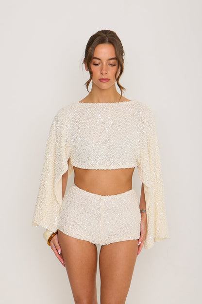 Sadie Boucle Poncho | Cream