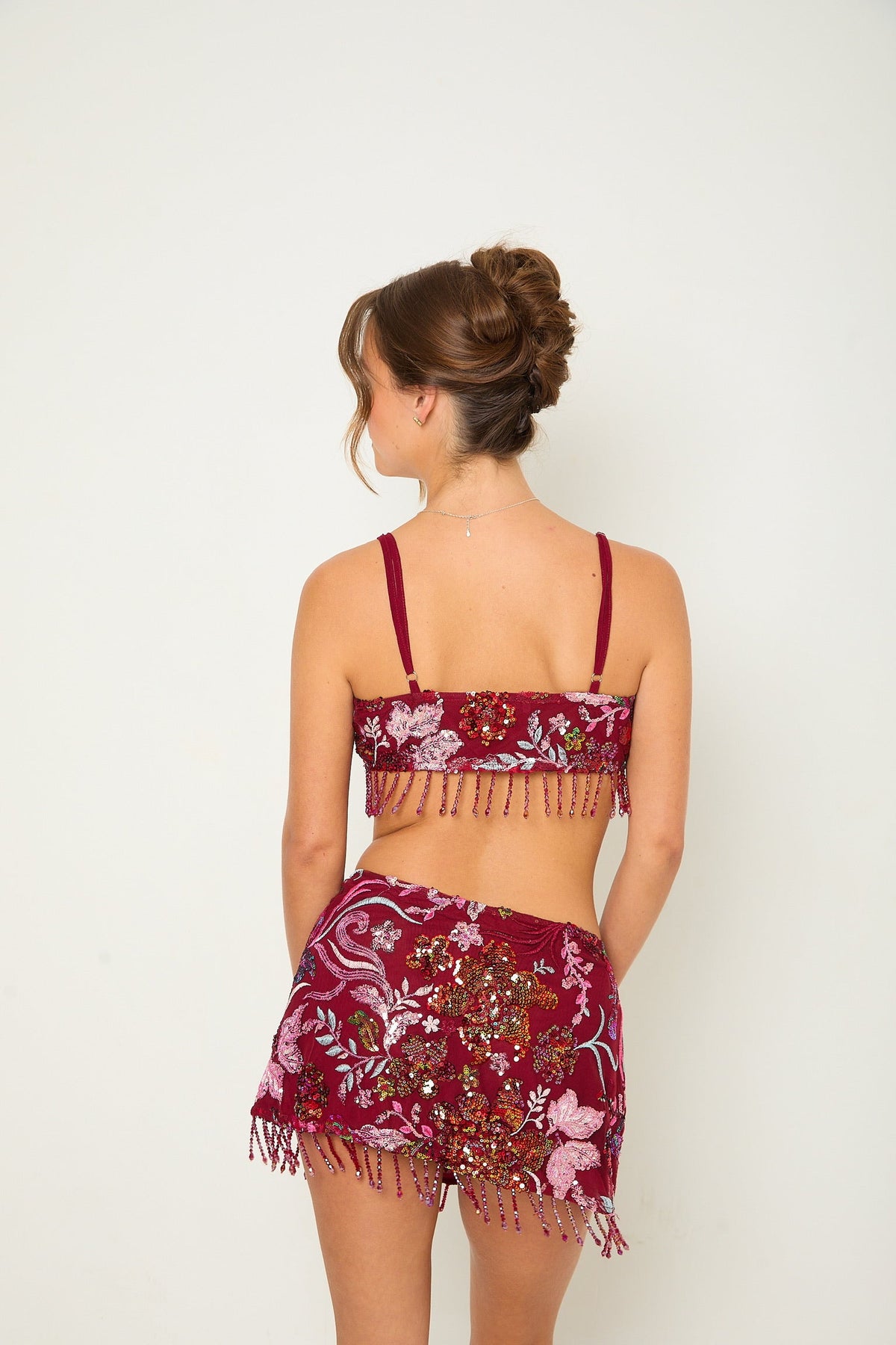 Darcy Sequin Beaded Bralette | Burgundy