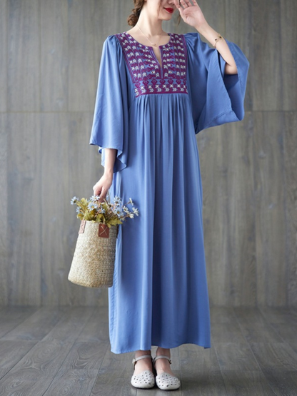 Close Your Eyes Women's Embroidery Pocket A-Line Dress