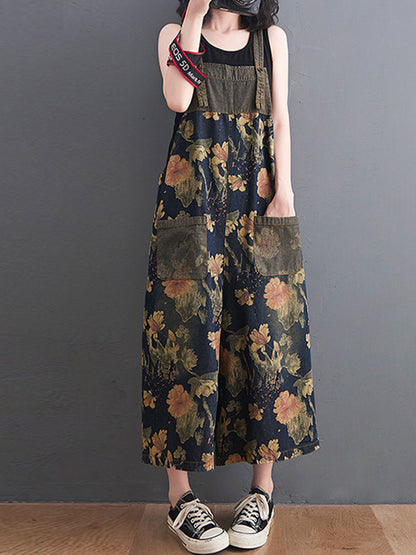 Vintage Garden Denim Dungarees for Women