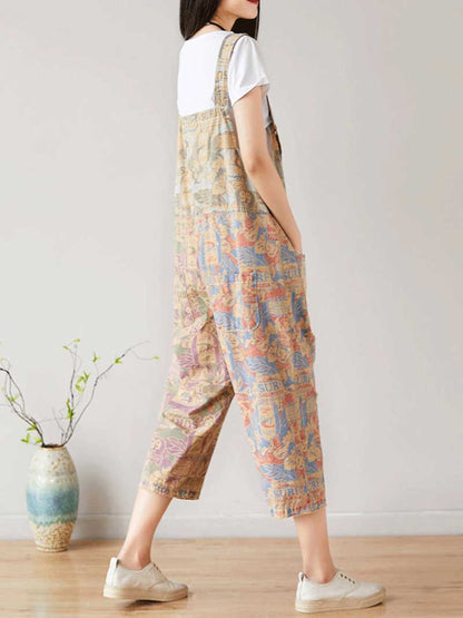 Surf Graphic Denim Dungarees with Adjustable Straps