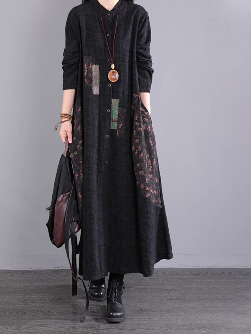 Women's Elegant Everyday Wear Cotton Crew Neck A-Line Dress
