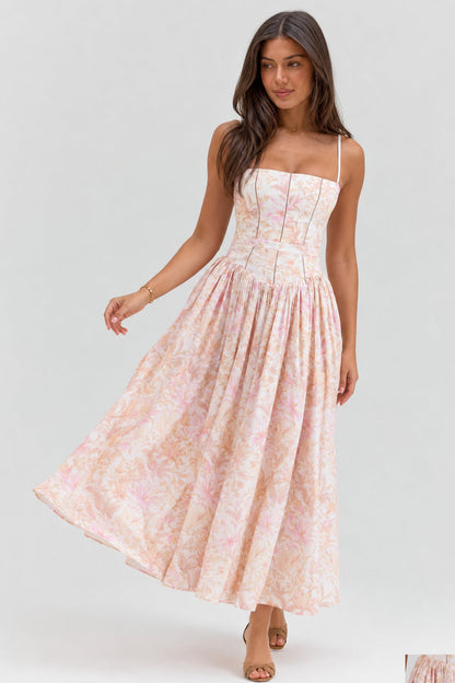 Sexy Floral Cami Bodycon Maxi Dress