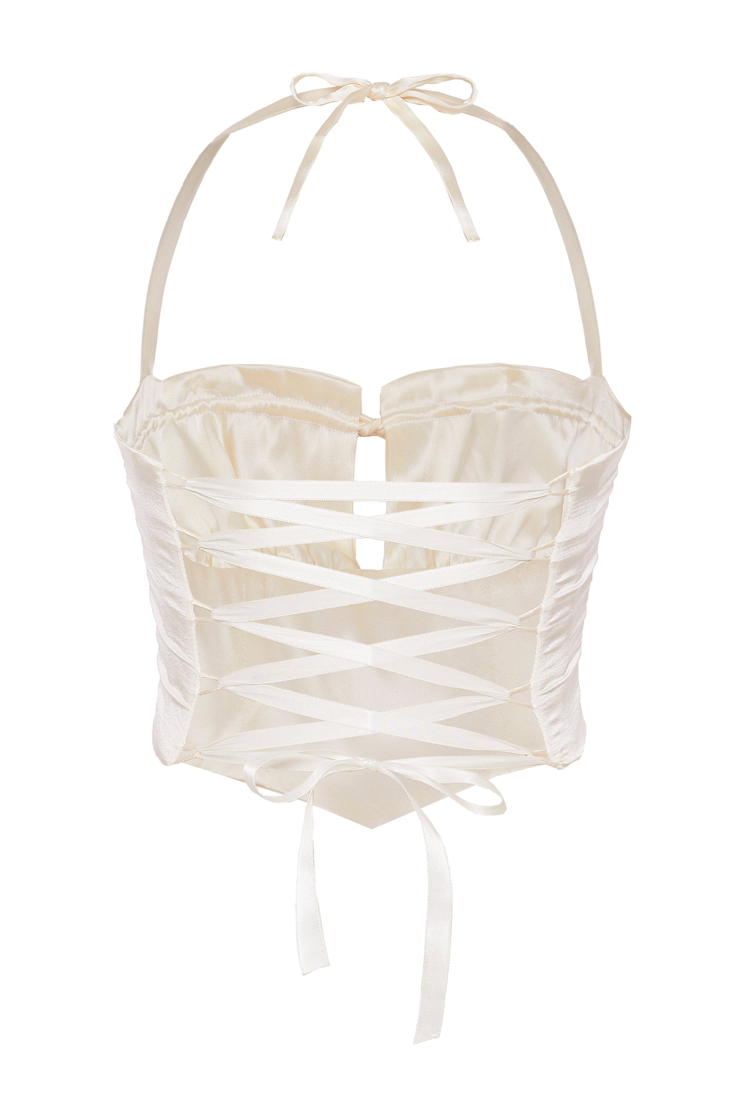 Aria Silk Satin Corset - Ivory