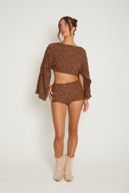 Sadie Boucle Shorts | Brown