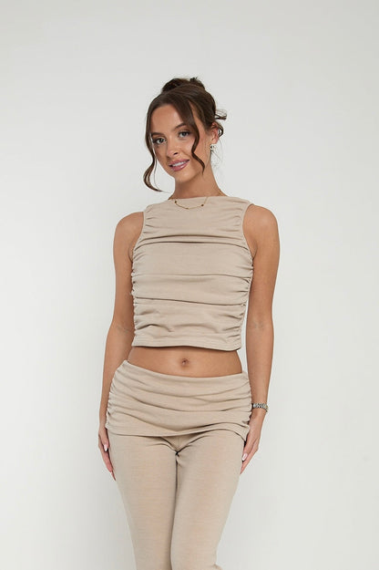 Zara Ruched Tank Top | Beige