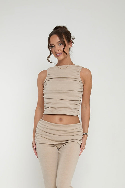 Zara Ruched Tank Top | Beige