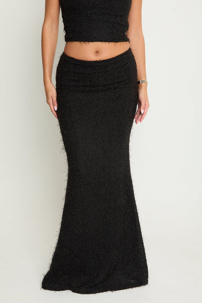 Claudia Fluffy Maxi Skirt | Black