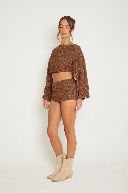Sadie Boucle Shorts | Brown