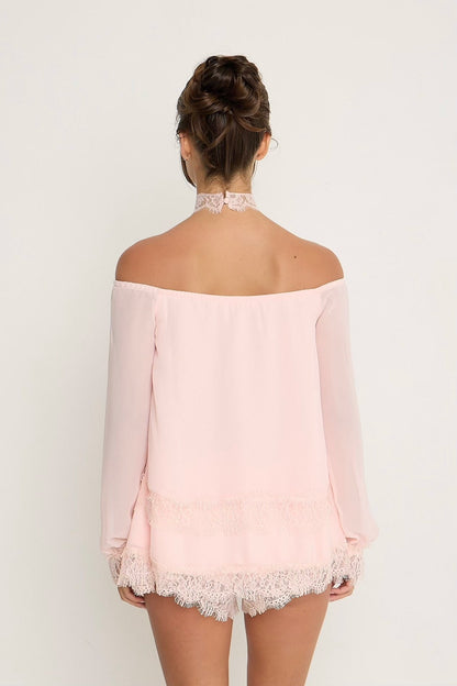 Bella Lace Top & Choker | Pink