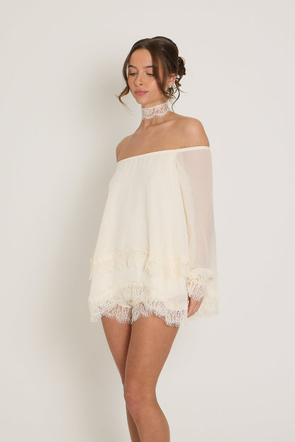 Bella Lace Top & Choker | Cream