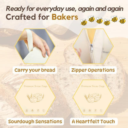 üçûWide Zipper Access Cotton & Beeswax Bread Bags for Sourdough‚ú®