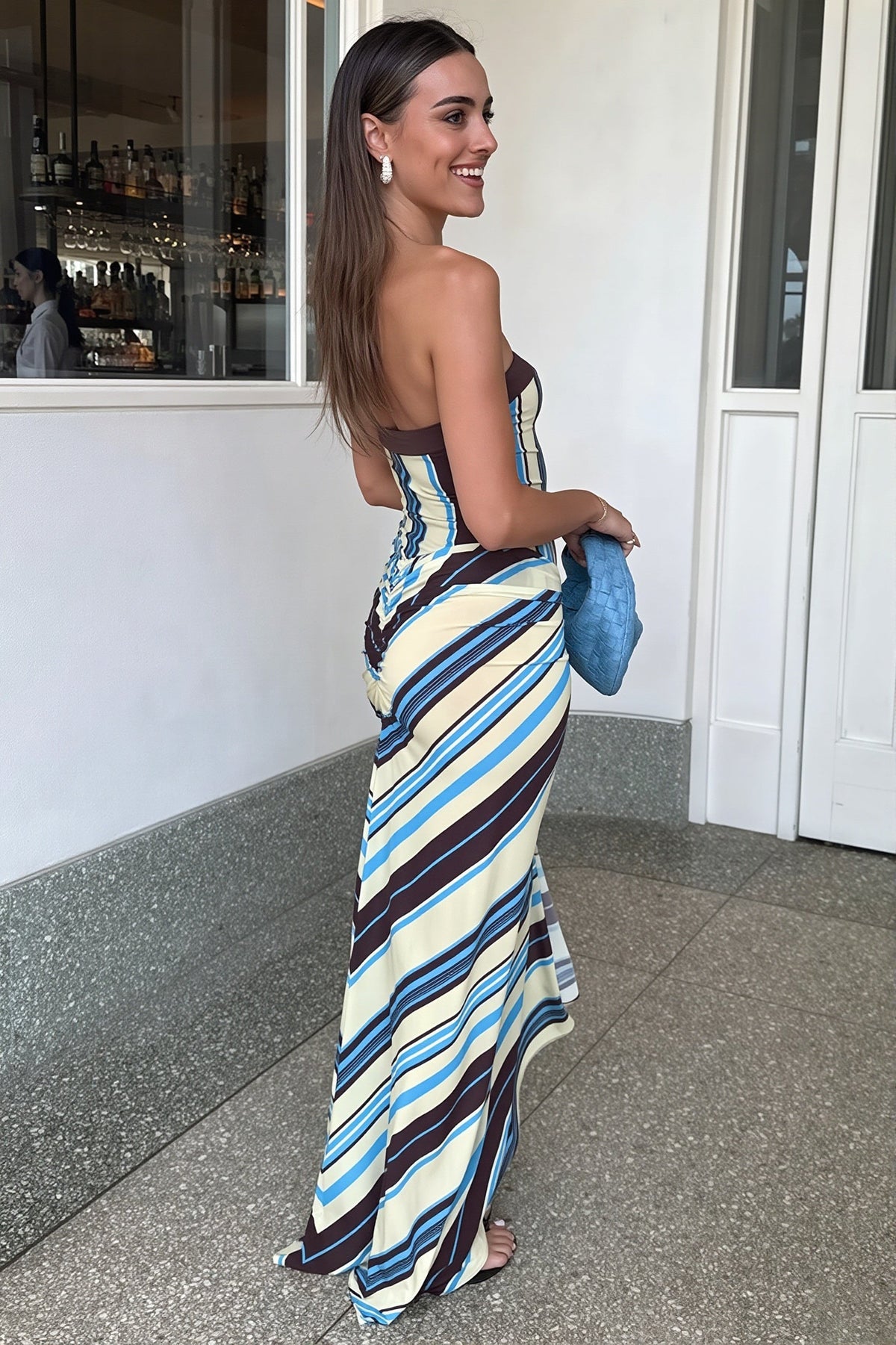Casual Striped Tube Slim Maxi Dress