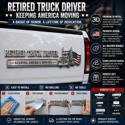 üöö Retired Truck Driver Car Emblem Badge