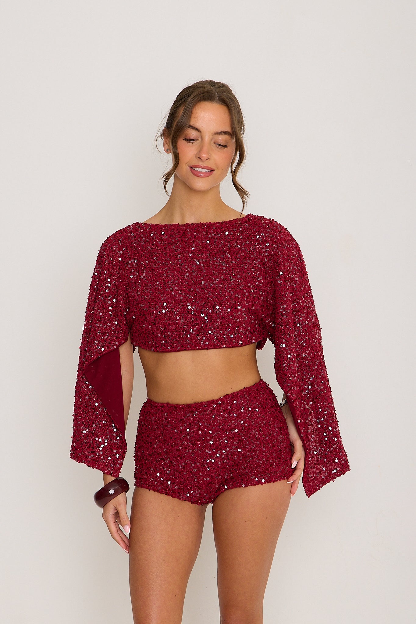 Sadie Boucle Poncho | Burgundy