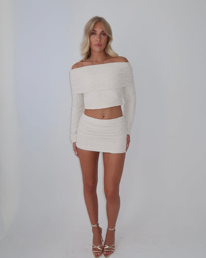 Long Sleeve Off the Shoulder Top | Cream