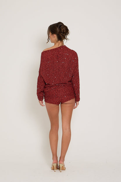 Lily Mini Ruched Shorts | Burgundy