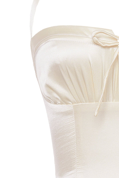 Aria Silk Satin Corset - Ivory