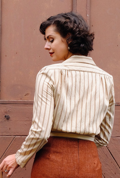1930s Amelia Blouse - Oakline Stripe