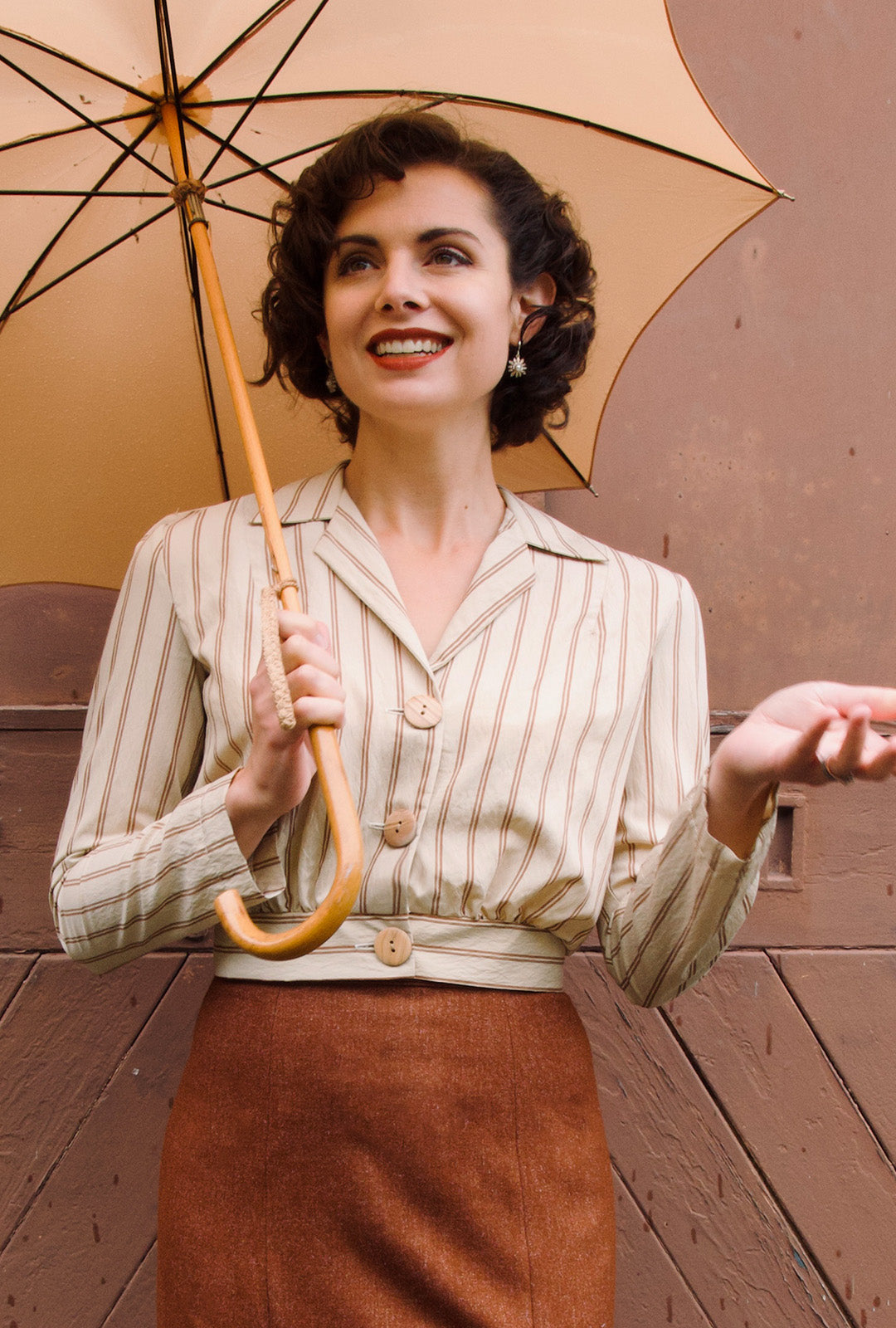 1930s Amelia Blouse - Oakline Stripe